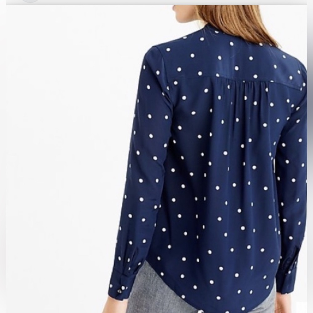 J Crew Silk Popover Polka Dot Shirt NWT Size 6